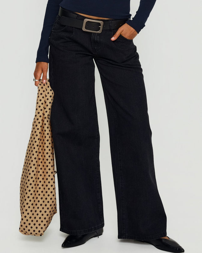 Supercut Low Rise Baggy Pleat Jeans Washed Black