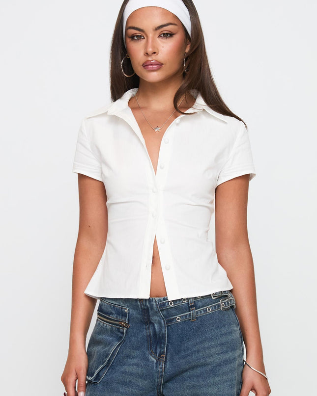 Lift Off Button Up Top White