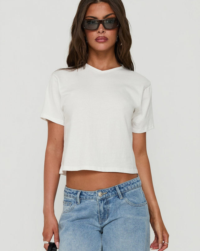 Dealia High V Boxy Tee White