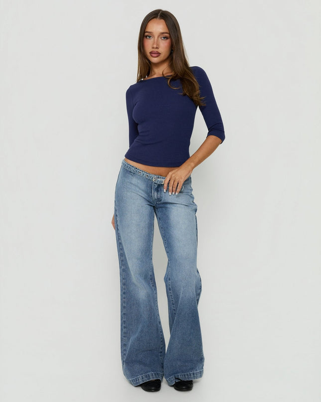 Elaia 3/4 Sleeve Top Navy