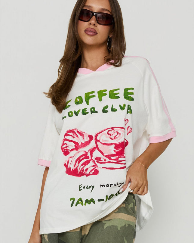 Coffee Lover Oversized Graphic Tee White / Multi