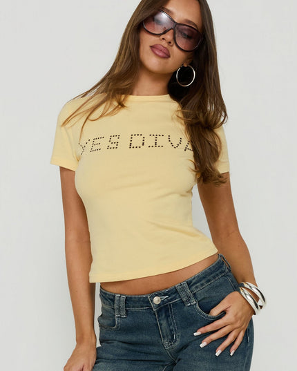 Yes Diva Graphic Baby Tee Yellow