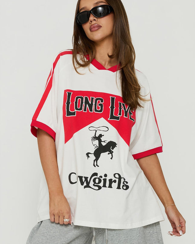 Long Live Cowgirls Oversized Graphic Tee White / Multi