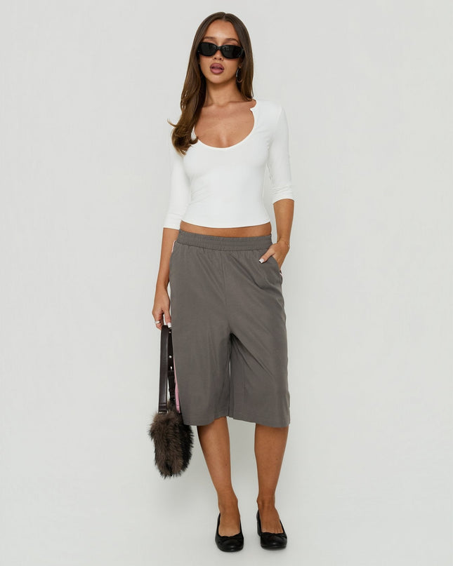 Daily Define Scoop Neckline 3/4 Sleeve Top White