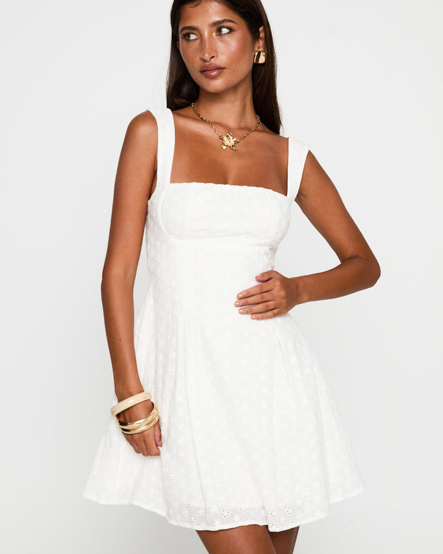 Xanthus Embroidered Mini Dress White