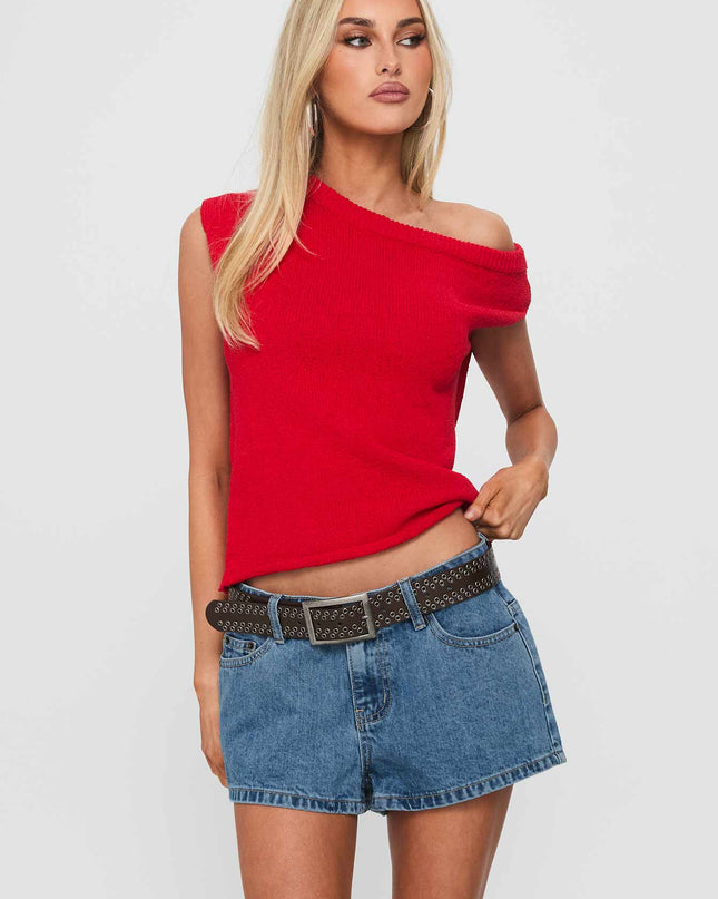 Dreamful Low Rise Mini Denim Shorts Mid Blue Wash