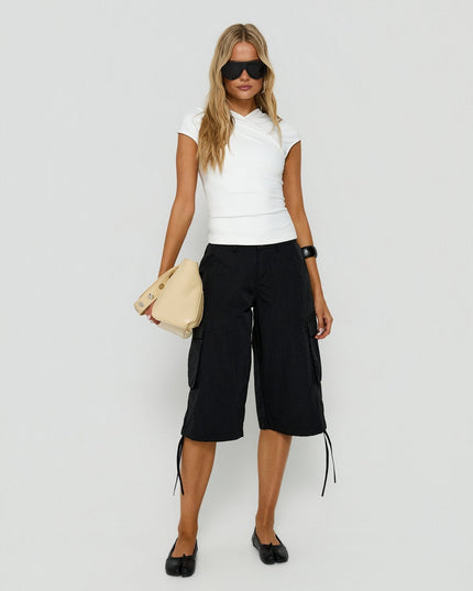 Hudsen Longline Nylon Cargo Shorts Black