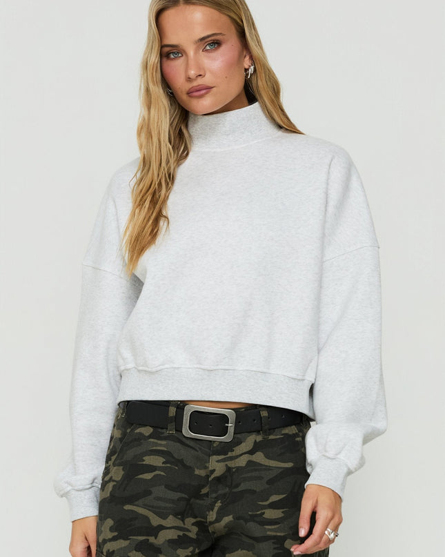 Anyya Funnel Neck Crew Jumper Grey Marle