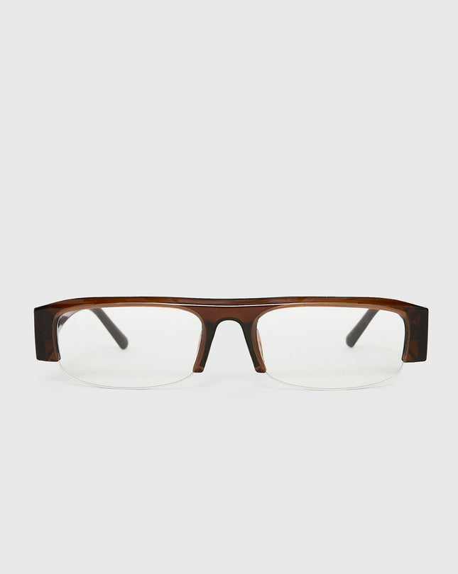 Elzie Blue Light Rectangle Glasses Brown / Clear