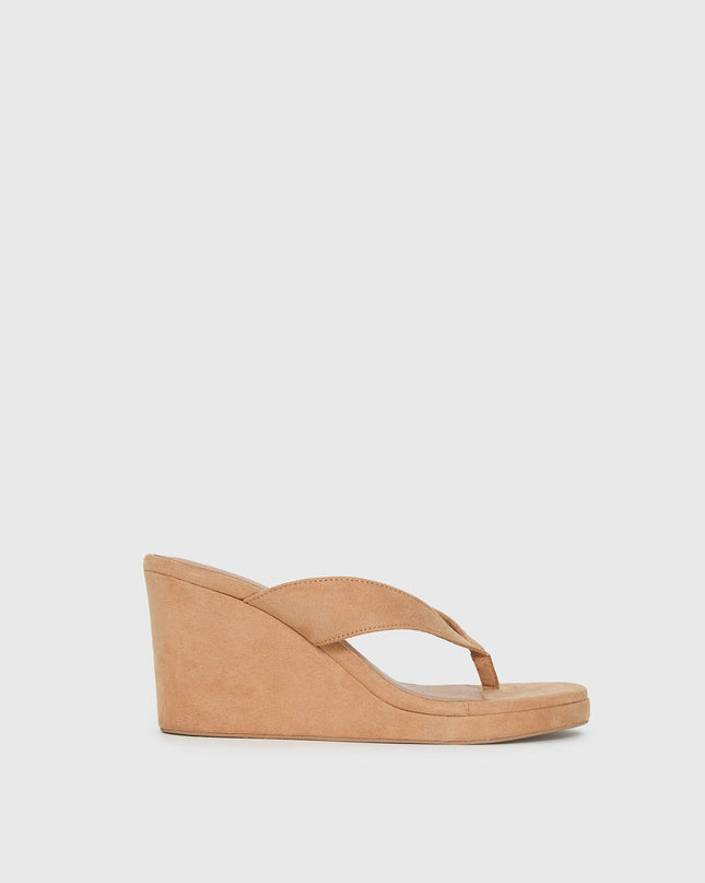 Kamiko Wedged Heels Tan Faux Suede