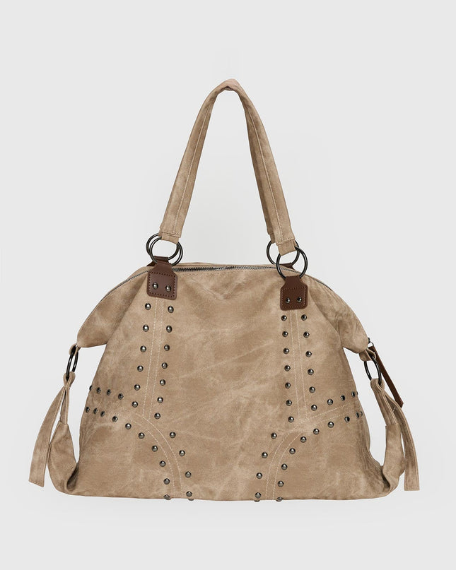 Brittin Stud Detail Shoulder Bag Beige