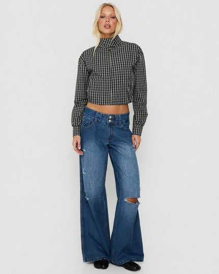 Aura Jacket Navy / Lemon Plaid