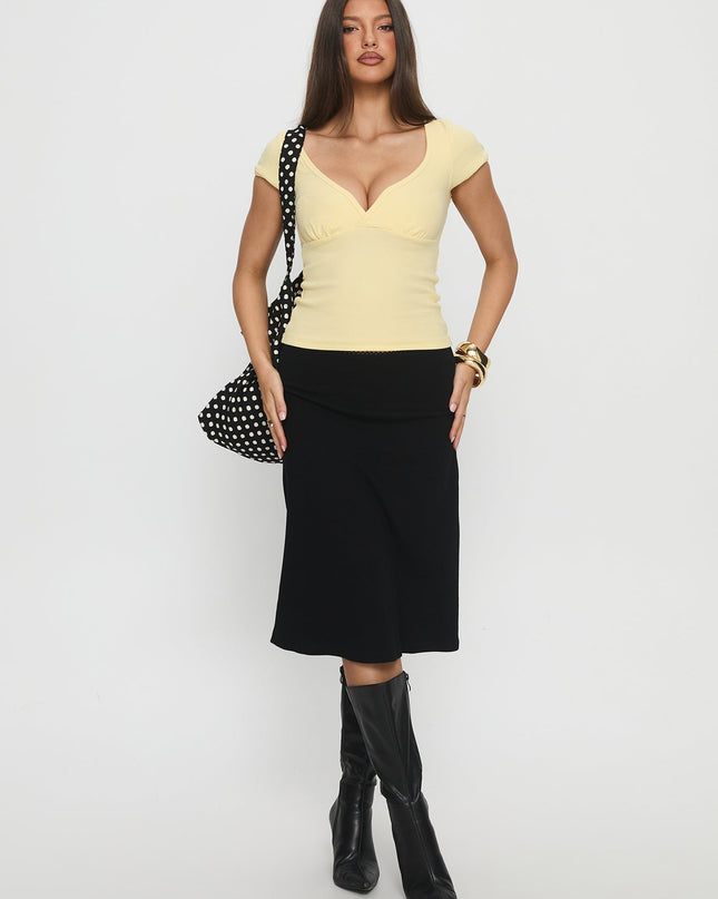 Baseline Cross Over Cap Sleeve Top Yellow
