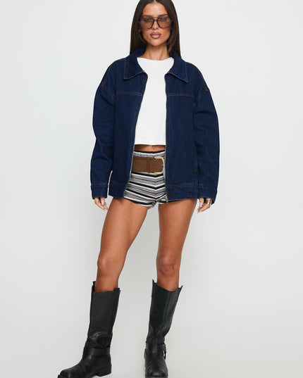 Goldsmith Denim Bomber Jacket Dark Wash
