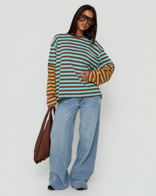 Jorgiah Layered Long Sleeve Top Multi Stripe