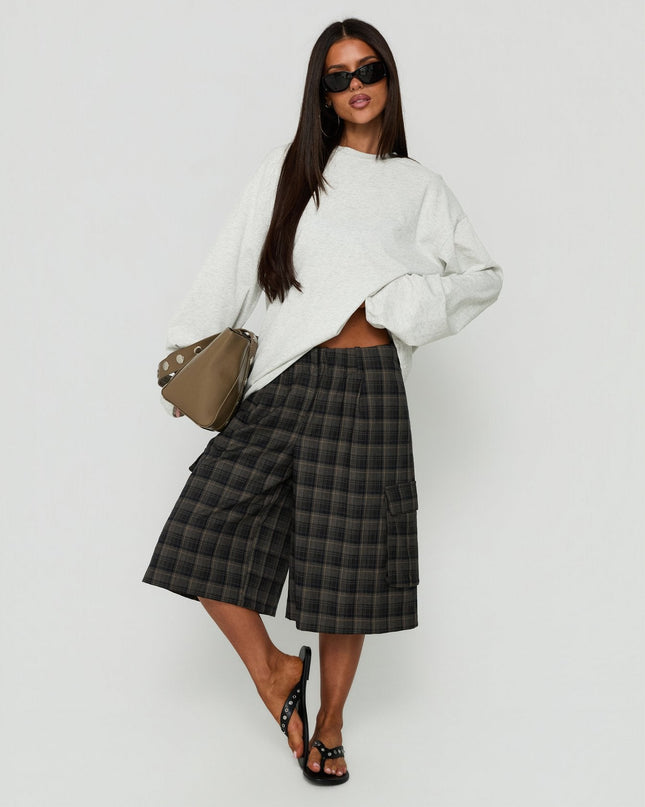 Settle Down Long Sleeve Top Grey Marle