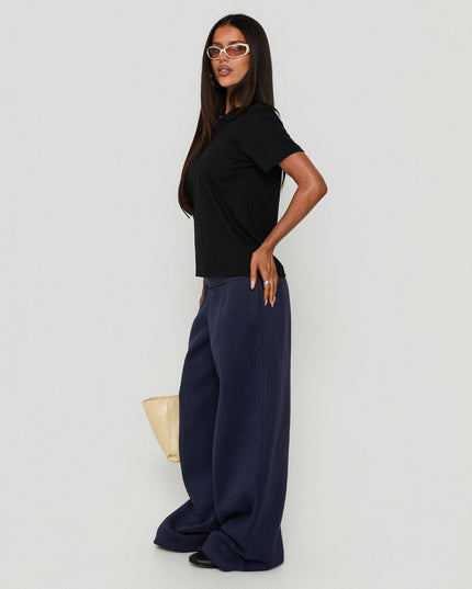 Lockie Foldover Baggy Track Pants Navy