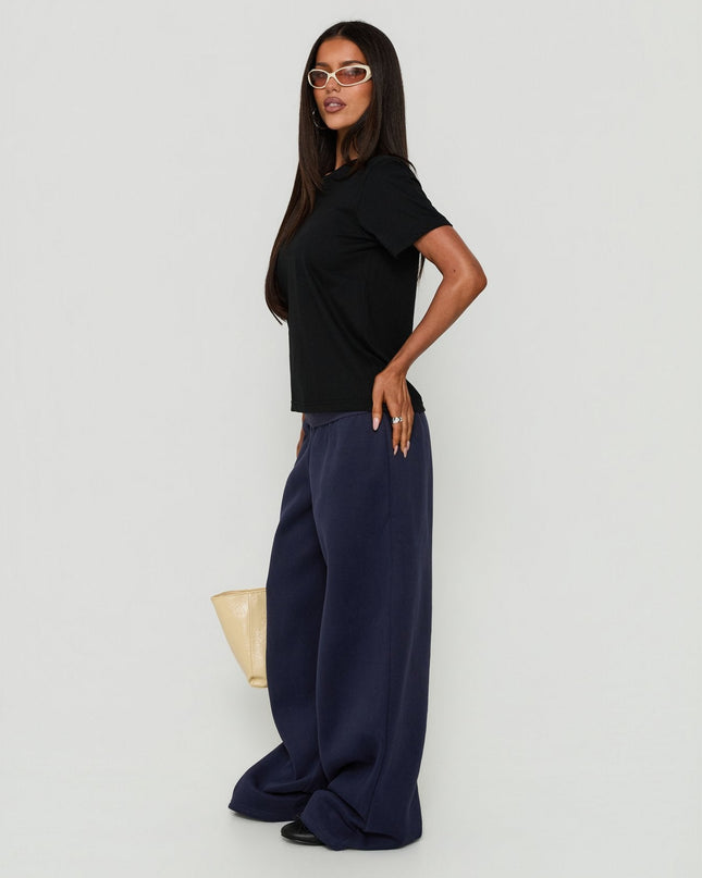 Lockie Foldover Baggy Track Pants Navy