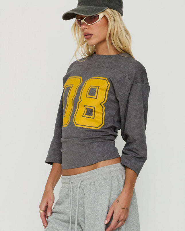 City 3/4 Sleeve Graphic Tee Grey / Yellow