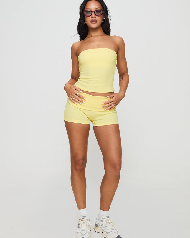 Baseline Strapless Rib Top Yellow
