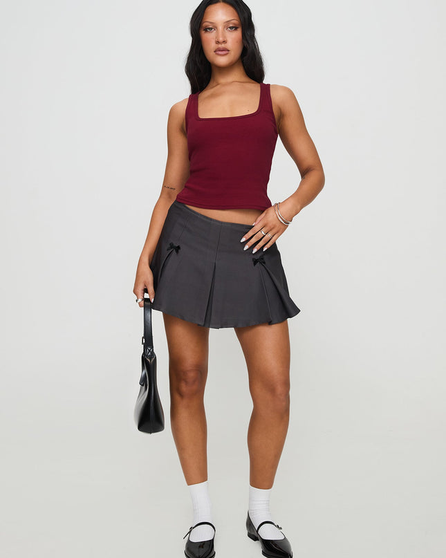 Baseline Square Neck Rib Tank Top Red