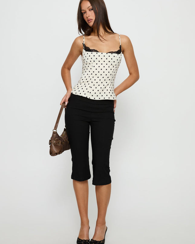 Renaissance Corset Lace Top White Polka Dot