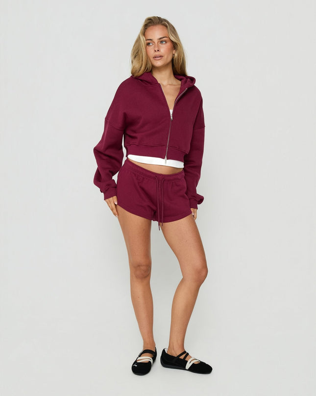 Zellah Double Ended Zipper Hoodie Cherry