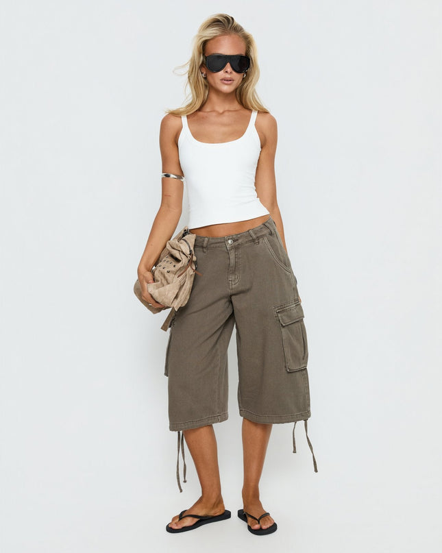 Hudsen Longline Cargo Shorts Khaki