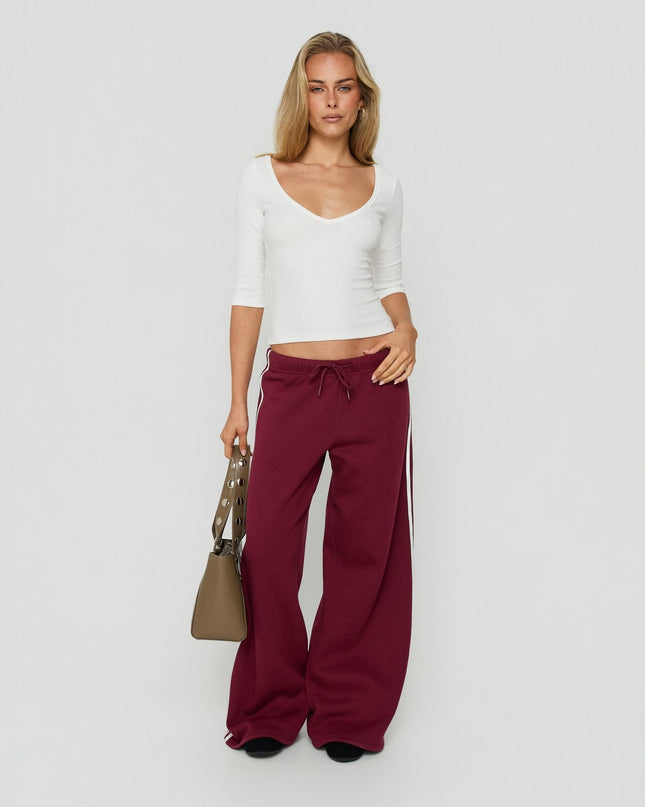 Kennah Wide Leg Sweat Pants Cherry