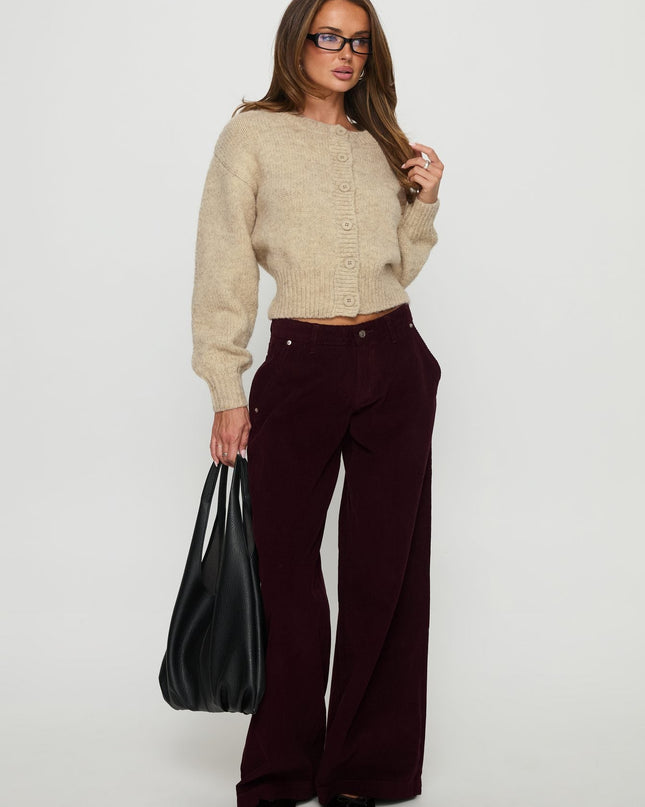Jacynda Low Waist Wide Leg Corduroy Jeans Currant