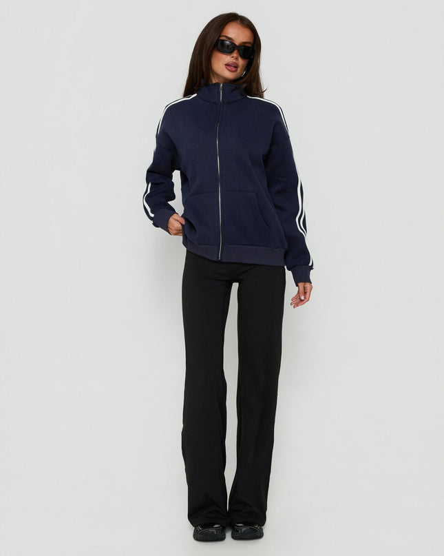 Keeran Funnel Neck Fleece Jumper Navy / White