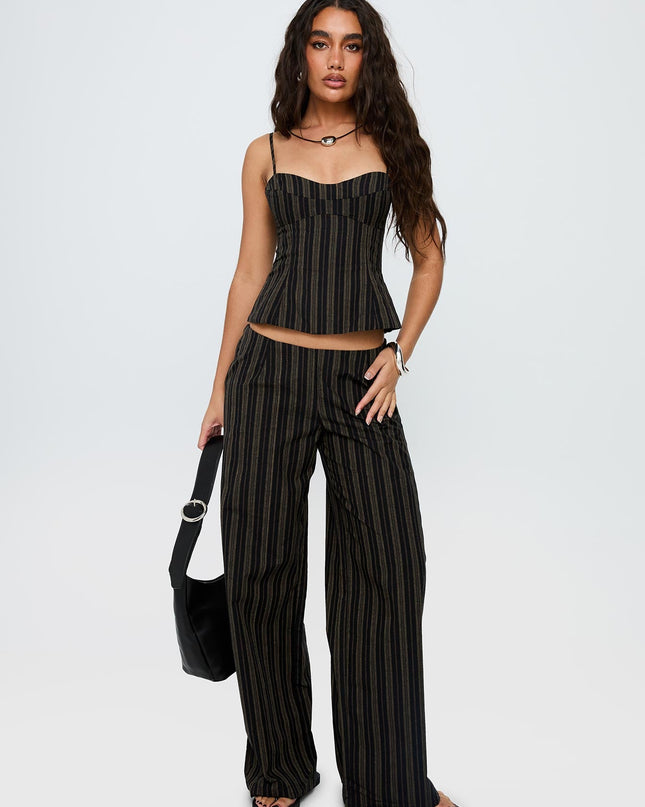 Kierstyn Corset Set Black Stripe