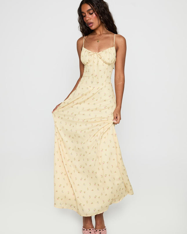 Members Only Maxi Dress Yellow Floral