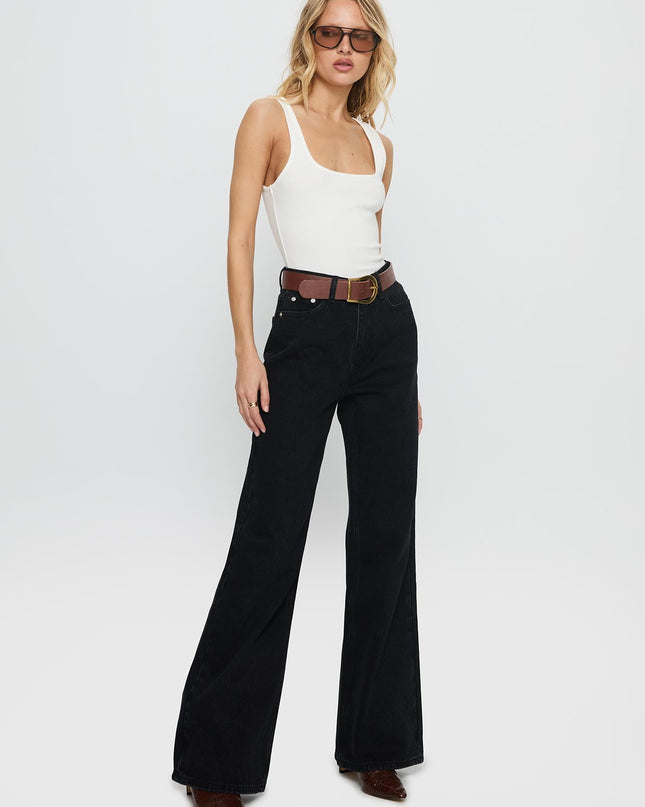 Maple Mid Rise Flare Washed Black