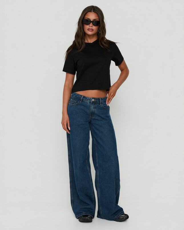 Dealia High V Boxy Tee Black