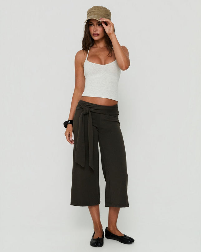 Cecilly Trim Racerback Top Grey Marle