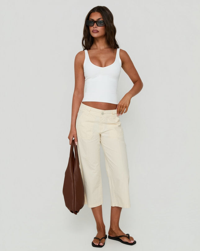 Daily Define V Neck Tank Top White