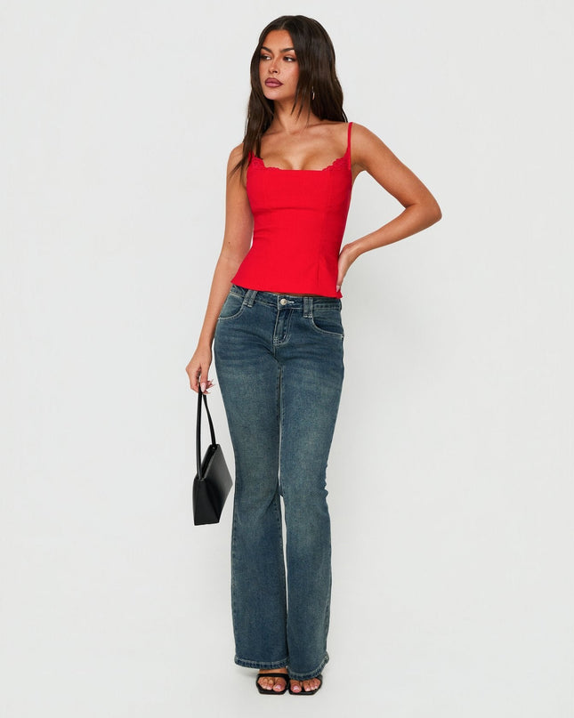 Renaissance Corset Lace Top Red