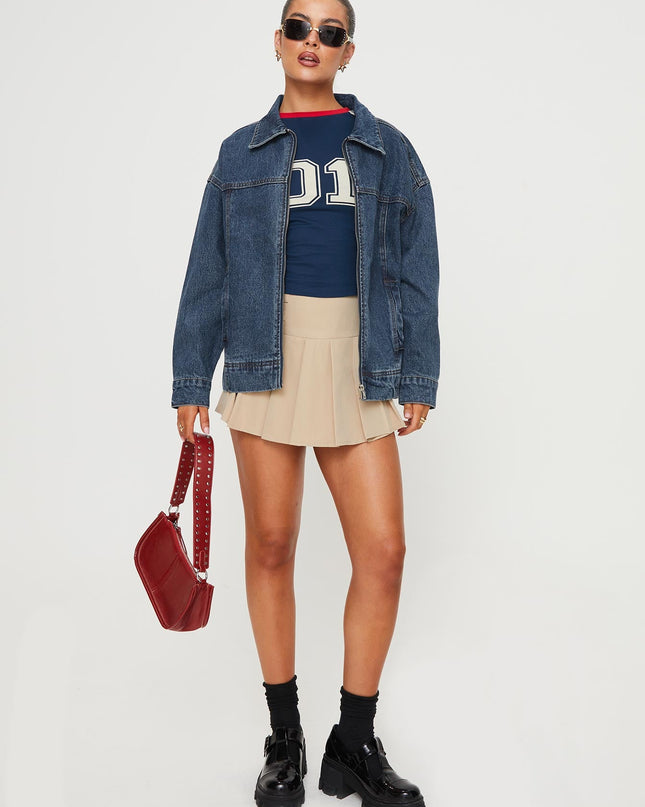 Goldsmith Denim Bomber Jacket Mid Wash