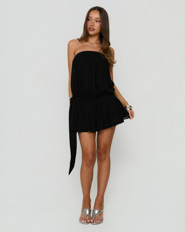 We Belong Together Strapless Blouson Mini Dress Black