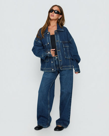 Kier Oversized Jacket Denim Dark Blue Wash