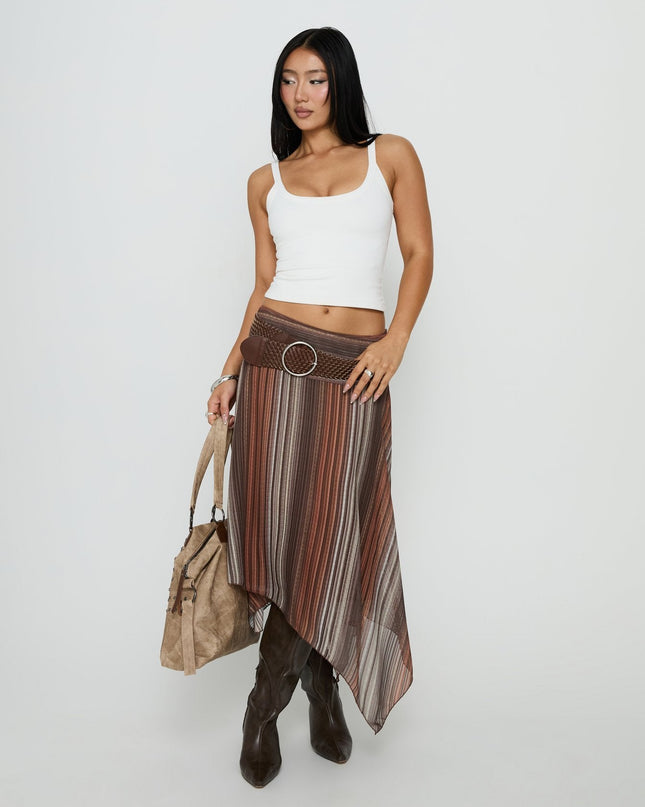 Massino Asymmetrical Midi Skirt Multi Stripe