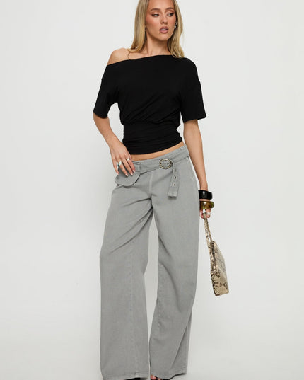 Ashlinn Off Shoulder Drapey Top Black