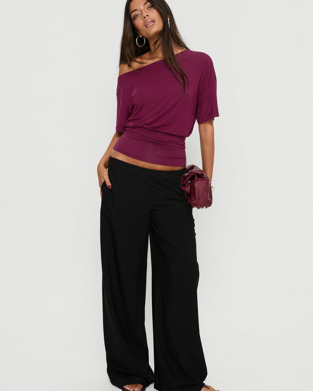 Khane Low Rise Wide Leg Pant Black