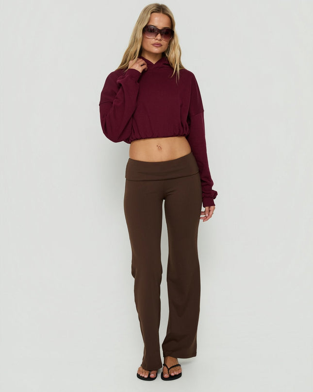 Mayse Bubble Hem Cropped Hoodie Cherry