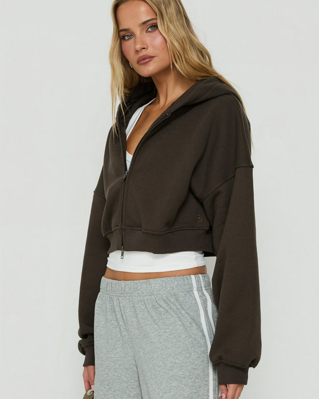 Zellah Double Ended Zipper Hoodie Iron Grey
