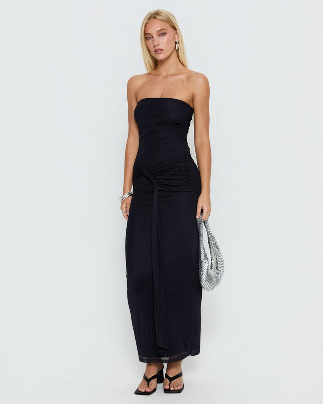 Senora Strapless Drape Maxi Dress Navy