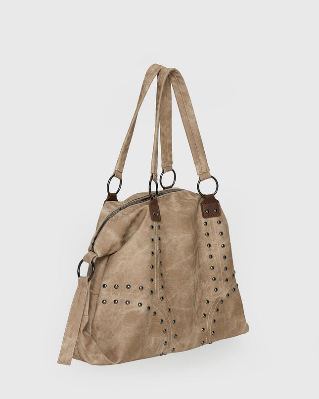 Brittin Stud Detail Shoulder Bag Beige