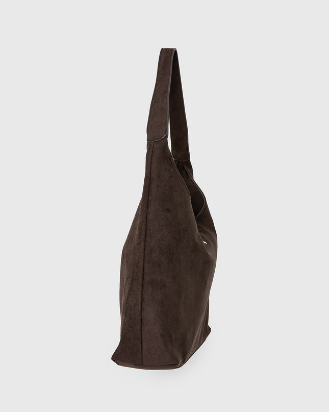 Peta & Jain Jami Faux Suede Hobo Bag Chocolate