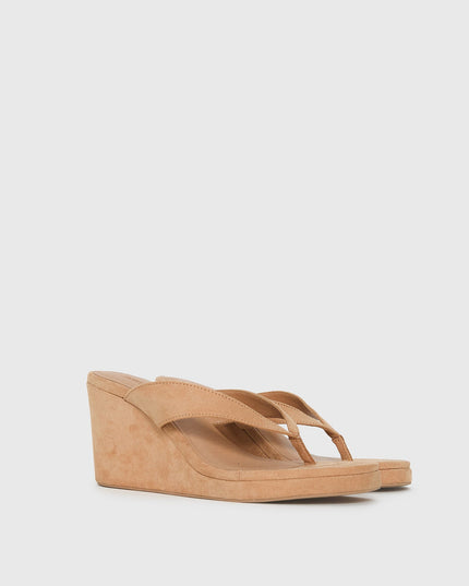 Kamiko Wedged Heels Tan Faux Suede